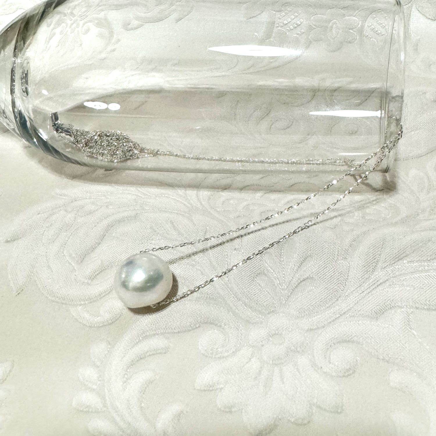 8.天然大粒淡水パールネックレス/sv925チェーン
